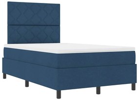 Cama Box Spring com Colchão Azul Pequeno Duplo Tecido