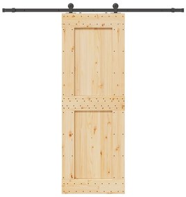 VidaXL Porta de correr com ferragens 80x210 cm madeira de pinho maciça