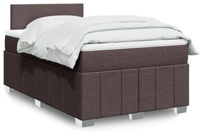 Cama boxspring com colchão 120x190 cm tecido castanho-escuro