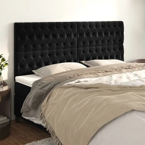 Cabeceira de cama 4 pcs veludo 90x7x78/88 cm preto