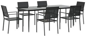 7 pcs conjunto de jantar p/ jardim vime PE e aço