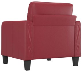 Poltrona 60 cm couro artificial vermelho tinto