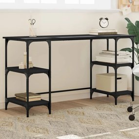 vidaXL Secretária 140x50x75 cm metal e derivados de madeira preto