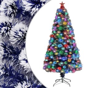 vidaXL Árvore Natal artificial pré-iluminada fibra ótica branco/azul