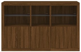 Aparador com luzes LED 162x37x100 cm carvalho castanho