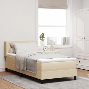 Cama Box Spring vidaXL com Colchão Creme 90x190 cm Tecido, Cabeceira v