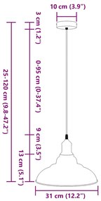 Candeeiro suspenso regulável altura E27 laranja brilhante Ø31cm