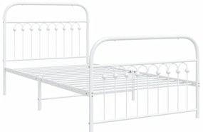 Estrutura de cama com cabeceira e pés 100x190 cm metal branco