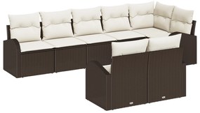 Conjunto de Sofá de Jardim vidaXL de 8 Peças com Almofadas Marrom Vime