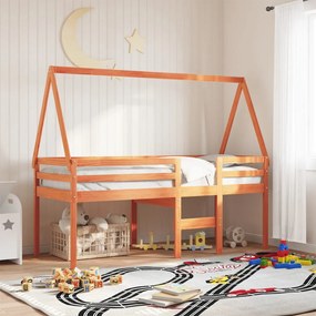 Telhado cama infantil 199x80,5x88 cm pinho maciço castanho-mel