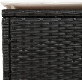 Espreguiçadeira com almofadão vime PE preto
