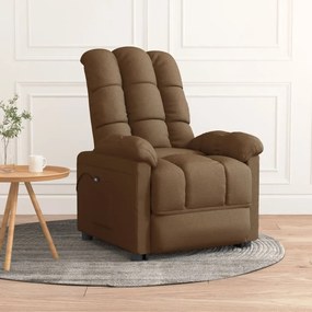 3073752 vidaXL Poltrona elétrica reclinável tecido castanho