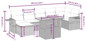 8 pcs conjunto de sofás p/ jardim com almofadões vime PE bege