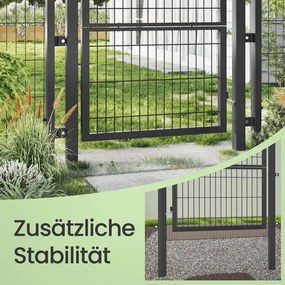 Portão de jardim, porta de jardim, aço galvanizado 106 x 6 x 170 cm Cinzento