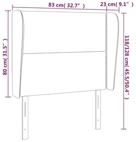 Cabeceira de cama c/ abas veludo 83x23x118/128 cm rosa