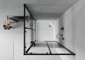 Mexen Rio cabina de duche quadrada 90 x 90 cm, faixas pretas, preta + base de duche, branca - 860-090-090-70-20-4510