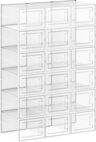 Conjunto de 18 caixas de sapatos empilháveis transparente, branco