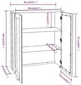 Topo p/ armário alto HAMAR 85x35x100cm pinho maciço cinza-claro