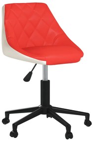 Cadeira de jantar giratória couro artificial vermelho e branco