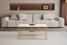 Mesa de Centro Asude – Mármore e Ouro (95 x 42 x 55 cm) | Elegância e