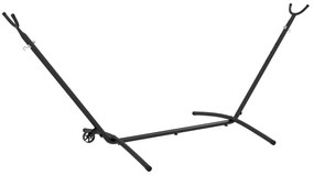 Suporte para Cama Rede de Aço com Rodas 2 Ganchos Ajustáveis em 6 Níveis e Bolsa de Transporte 290x120x115 cm Preto