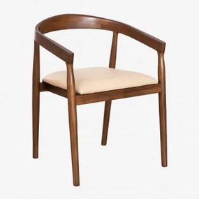 Pack De 4 Cadeiras De Jantar Em Madeira De Teca E Pele Visby Crema Vintage - Sklum