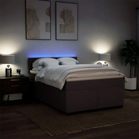 Cama com molas/colchão 140x200 cm tecido castanho-escuro