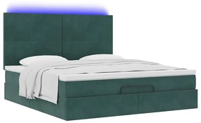 Estrutura de cama otomana com colchão verde escuro veludo