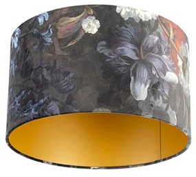 Abajur de veludo com design floral 35/35/20 interior dourado