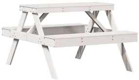 Mesa de piquenique 105x134x75 cm madeira de pinho maciça branco