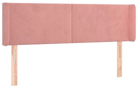 Cabeceira de cama c/ luzes LED veludo 147x16x78/88 cm rosa