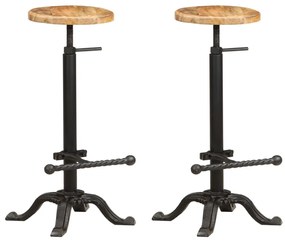 vidaXL Cadeiras de bar 2 pcs madeira de mangueira maciça