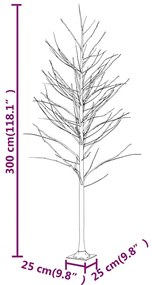 Árvore c/ 240 luzes LED 300 cm bétula branco quente