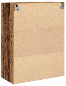 Armário Montado na Parede com Portas de Vidro - Madeira Velha - 69.5x3