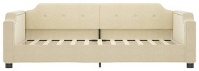 Sofá-cama 90x200 cm tecido cor creme