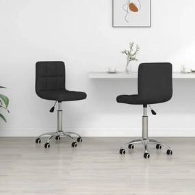 vidaXL Cadeiras de jantar giratórias 2 pcs tecido preto