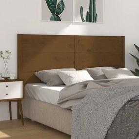 vidaXL Cabeceira de cama 186x4x100 cm pinho maciço castanho mel