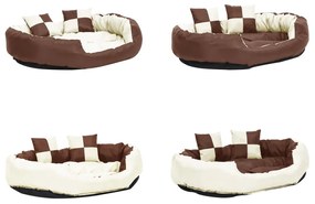 Almofadão p/ cães reversível lavável 110x80x23cm castanho/creme