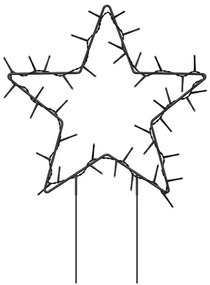 Decoração estrela de Natal c/ luz e estacas 3 pcs 50 LEDs 29 cm
