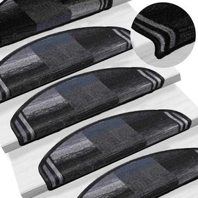 Tapetes de escadas adesivos 5 pcs 65x21x4 cm preto e cinzento
