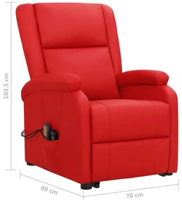 Poltrona de massagens elevatória couro artificial vermelho