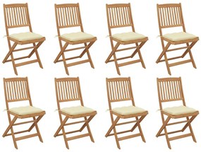 vidaXL Cadeiras de exterior dobráveis c/ almofadões 8pcs acácia maciça