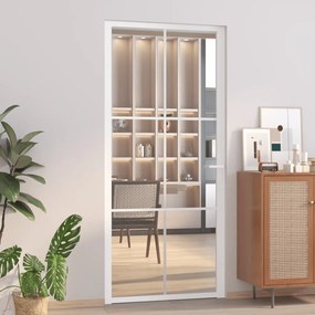 vidaXL Porta de interior 93x201,5 cm vidro ESG e alumínio branco
