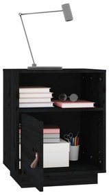 Mesas de cabeceira 2 pcs 40x34x55 cm pinho maciço preto