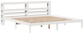 Cama sem colchão 200x200 cm madeira de pinho maciça branco