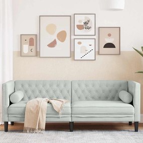 vidaXL Sofá Chesterfield Cinzento-claro 194 x 74,5 x 70,5 cm Veludo