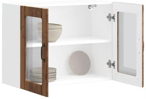 vidaXL Armário de parede de cozinha porta vidro Lucca madeira velha
