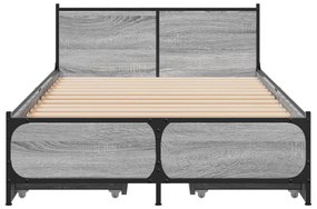 Estrutura de cama c/ gavetas derivados madeira cinza sonoma
