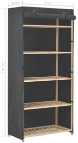 Roupeiro 79x40x170 cm tecido cinzento