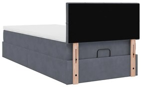 Estrutura cama otomana colchão 90x190 cm veludo cinzento escuro